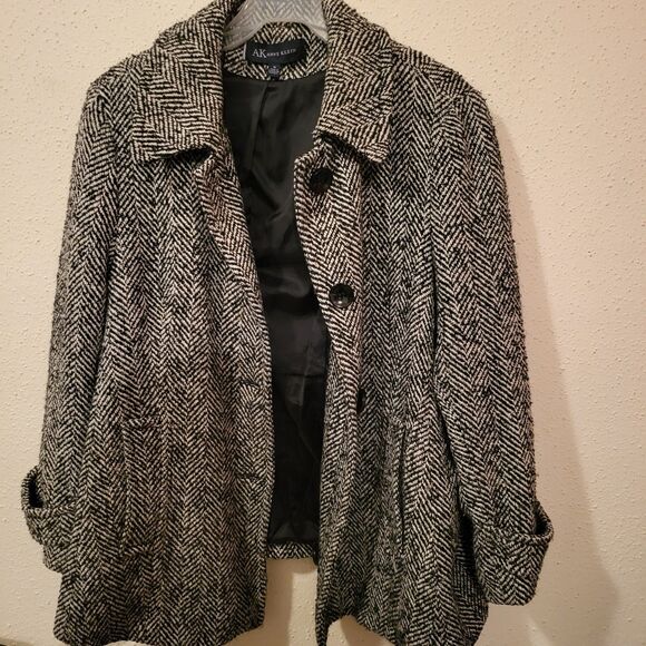 Anne Klein Womens Herringbone Peacoat SIZE XL - Picture 4 of 7